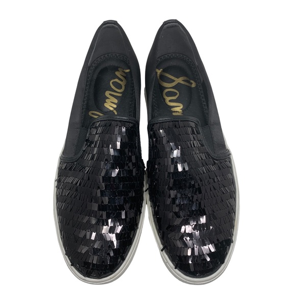 Sam Edelman Elton Black Sequin Slip-On Sneakers Loafers Size 8.5 - Picture 2 of 9